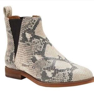 LUCKY BRAND HAYLIA CHELSEA LEATHER SNAKESKIN BOOTIES SIZE 7.5